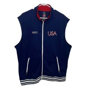 Roots 2004 Athens Official USA Olympics Team Jacket Vest Red White Blue